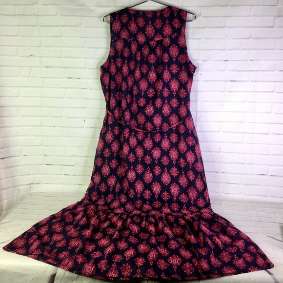 Lucky Brand Navy Pink Button Up Long Maxi Dress - Picture 3 of 11